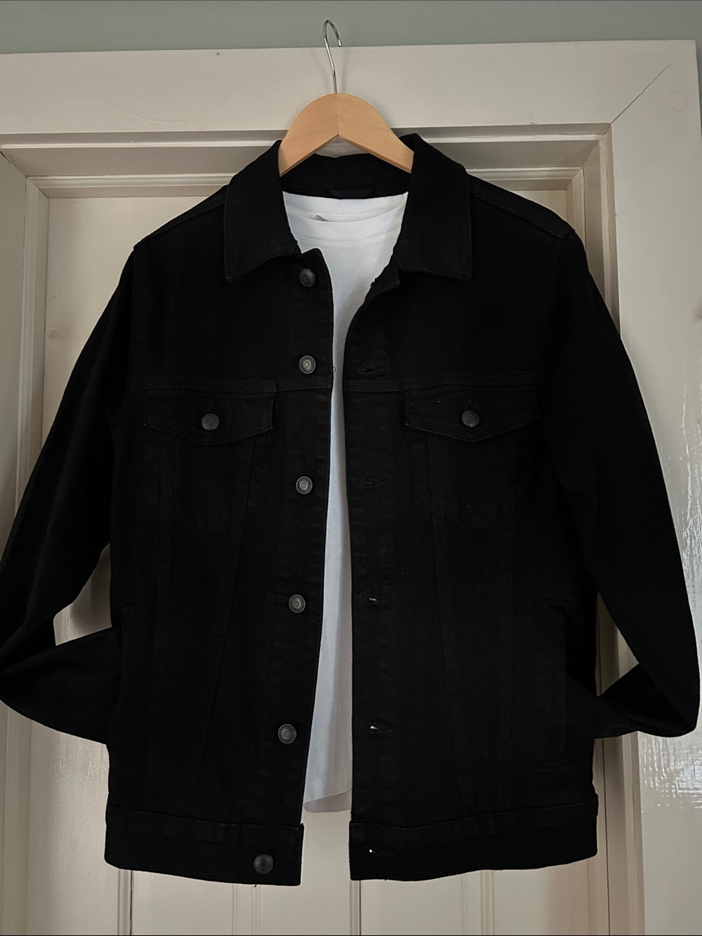 Zara Black Denim Trucker Jacket - Picture 5 of 8